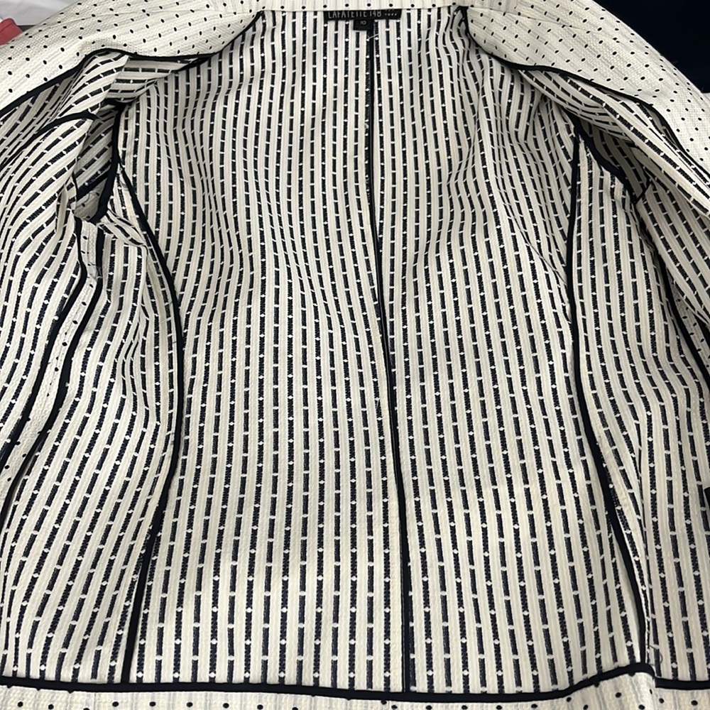 Lafayette 148 New York navy polka dot jacket size 10 - Picture 15 of 16